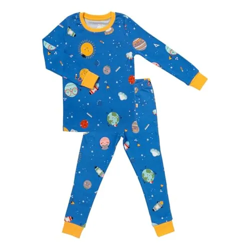 schlummersack Kinder Schlafanzug lang Unisex Space Größe 140 9-10 Jahre |Pyjama Kinder Set zweiteilig Jungen & Mädchen | Kinderschlafanzüge Schlafanzug Baumwolle