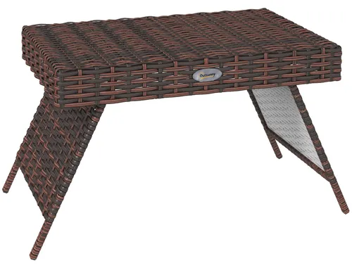 Gartentisch Outdoor-Couchtisch aus PE-Rattan, wetterbeständig, 60 cm x 41 cm x 41 cm, Braun