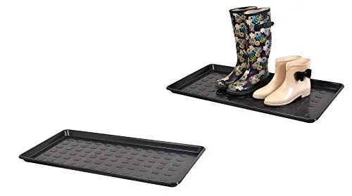 Kreher Aktions-Set: 2 x XL Mehrzweckablage, Schuhablage aus Kunststoff in Schwarz. Rechteckig, ca. 76 x 38 x 3 cm. Robust und abwaschbar.