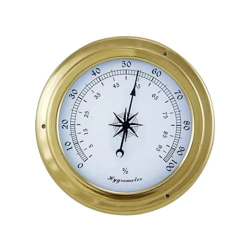 NKlaus Hygrometer aus Messing, 14,5x10x4,2cm – Stilvolle nautische Retro-Dekoration für Maritime Akzente 16119