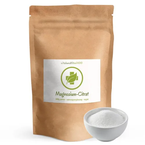 Magnesium-Citrat Pulver | 200 g | 100 % vegan | Glutenfrei | Laktosefrei