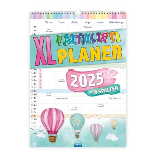 Trötsch Großbildkalender XL Familenplaner 2025 mit 6 Spalten: Wandkalender