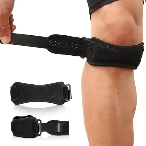 AGPTEK 2 x Patellasehnenbandage, Patella Kniebandage mit Silikagel, Verstellbares Patella Strap für Frauen und Männer beim Joggen, Laufen, Walken, Walken, Basketball usw. Sport