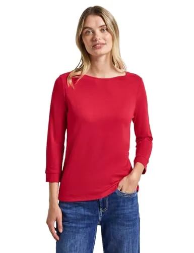 Street One Damen Shirt 3227440 mit U-Boot-Ausschnitt - T-Shirt für Damen mit U-Boot-Ausschnitt und 3/4 Arm, vielseitig kombinierbar und ideal für jeden Anlass. Maße bei EU-Größe 38: Brustweite 49 cm, vordere Länge 63 cm.