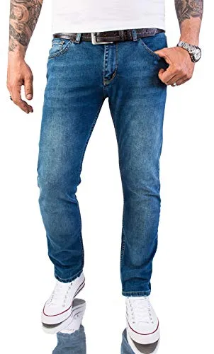 Rock Creek Herren Jeans Hose Slim Fit RC-2147 - Denim Stonewashed Blau - Jeans für Herren im Slim Fit, ideal für jeden Figurtyp. Hochwertiger Denim mit Elasthan für besten Tragekomfort und Bewegungsfreiheit.
