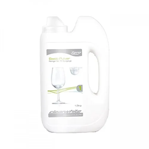 Clearwhite Basic Pulverflasche 1,5kg. Für ultimativ sauberes Geschirr und brillant glänzende Gläser und beste Maschinenhygiene.