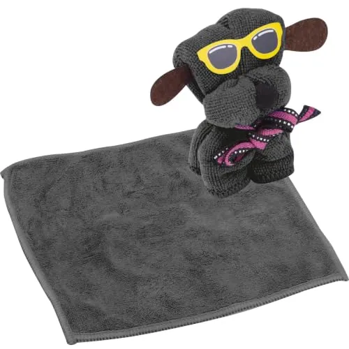 Cartoon Mikrofasertuch / Reinigungstuch in Hundeform / Farbe: anthrazit