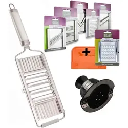 Novabest Gigant 4-fach Gemüsehobel - Reiben & Küchenreiben – 6 Einsätze für schnelles und vielseitiges Hobeln, inklusive Julienne- und Rösti-Einsatz für kreative Küchenideen.