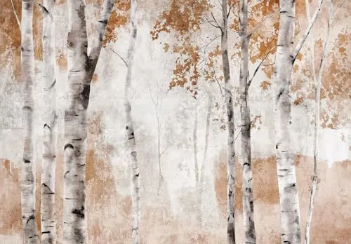 WallArena Vlies Fototapete - Wald - 416 x 254 cm - Fototapeten - Tapeten - für Wohnzimmer Schlafzimmer - Vliestapete Wandtapete Tapete 3D Effekt- inkl. Kleister - Birkenwald