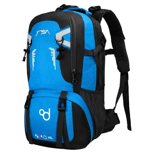 OcioDual Wanderrucksack 40L Blau, Travelite Rucksack, Arbeitsrucksack Herren, Wanderrucksack Herren, Rucksack Wasserdicht, Reiserucksack, Camping, Survival und Outdoor-Sport