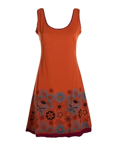 Vishes Damen Longshirt-Kleid mit Blümchen in Dunkelorange I Größe 4XL (46) I 100% Baumwolle I Stylisches Sommerkleid für Freizeit & Alltag I Nachhaltige Alternative Bekleidung