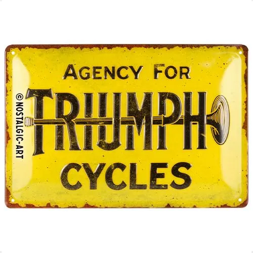 Nostalgic-Art Retro Blechschild, 20 x 30 cm, Triumph – Agency for Cycles – Geschenk-Idee für Biker, Original Lizenzprodukt (OLP), aus Metall, Vintage Design, Blechschilder Sprüche