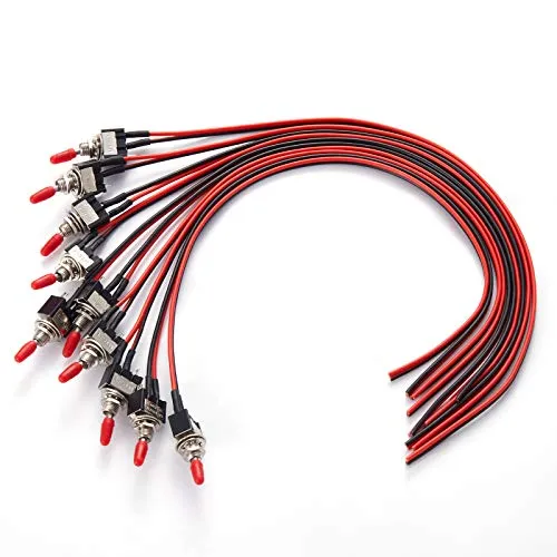 DONJON Kleine 12V Kippschalter SPST mit 20AWG 30cm Drähten von Donjon