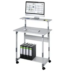DURABLE höhenverstellbarer PC-Tisch mit Rollen - Ergonomisch und mobil - Schreibtisch mit höhenverstellbarer Monitor-Ebene und Tastatur-Ablage, ideal für ergonomisches Arbeiten. Mit 4 Rollen für einfache Mobilität und flexible Arbeitsplatzgestaltung.