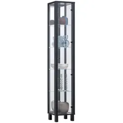 Carryhome Vitrine Schwarz, 4 Fächer - Vitrine aus Metall in Schwarz, ideal für Wohnzimmer, bietet 4 Fächer und Typenauswahl für individuelle Gestaltung.