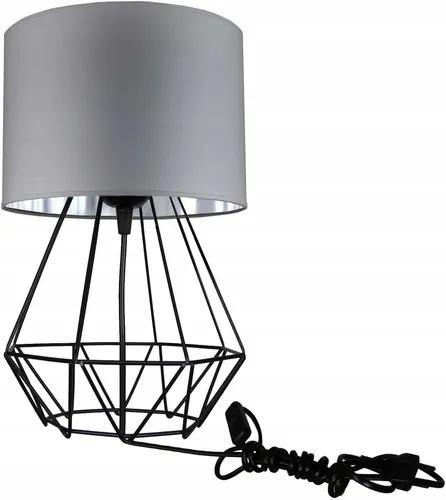 FKL DESIGN Tischlampe Tischleuchte Leuchte aus Velours E27 Grau N230-N1 (GS)