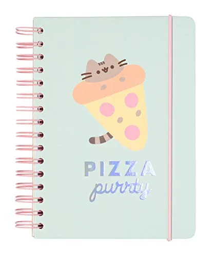 Grupo Erik Bullet Journal Dotted A5 Pusheen Foodie - Hard Cover Notizblock A5 Ringbuch Notizbuch A5 Dotted mit Hologramm Cover Tagebuch für Erwachsene und Kinder