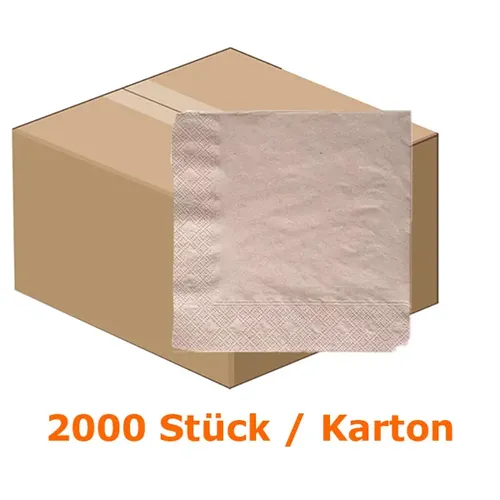 Servietten NatureStar BIO Recycling 330x330 mm 2000 Stück naturbraun, 2-lagig, 1/4 Falzung Kartonabgabe 30541