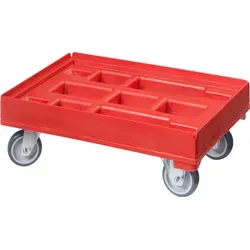 Hygienetransportroller - Typ A - 2 Bock- und 2 Lenkrollen : rot Farbe: rot