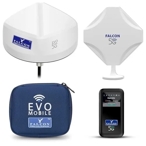 Falcon EVO 5G Flex – Dachmontage + tragbare, verstärkte 5G-Internetlösung inklusive 3400 Mbps 5G Portable Router (Nano/eSIM)