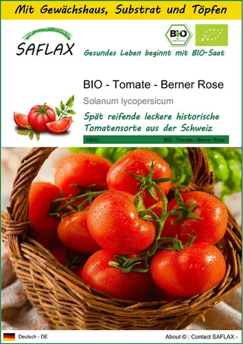 SAFLAX Gemüsesamen SAFLAX - Anzuchtset - BIO - Tomate - Berner Rose