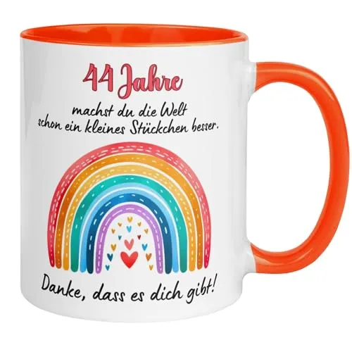 Geburtstag Frauen Geschenk Tasse | Du machst die Welt ein Stückchen besser – Danke dass es dich gibt | Geschenk Geburtstagstasse 44. Geburtstag | 44ter Geburtstag - Geburtstagsgeschenk Frau 44