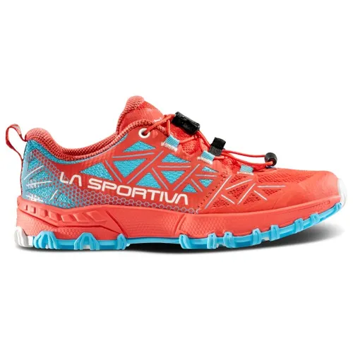 La Sportiva Bushido II JR Hibiscus Blue Trailrunningschuhe - Trail-Laufschuhe für Kinder, bieten perfekten Sitz und Komfort für sportliche Aktivitäten, ideal für Leichtathletik und Laufen.