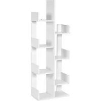 Costway Bücherregal Im Baumform Standregal mit 8 Fächern Weiß
