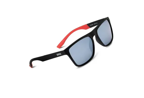 Rapala Polbrille Urban Vision Gear - Polarisationsbrille für Angler mit UV-Schutz und modernem Design. Leichtes, schlagfestes Gestell in Schwarz mit roten Akzenten und graublauen Gläsern.