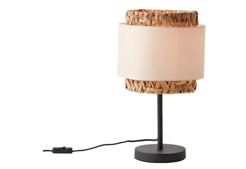 Brilliant Tischleuchte Waterlilly, Ø 25 cm - Stilvolle Tischleuchte aus Textil und Wasserhyazinthe, ideal für Indoor-Bereiche. Ohne Leuchtmittel, E27-Fassung für individuelle Lichtgestaltung.