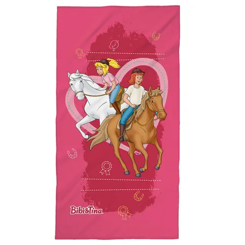 Bibi und Tina Kinder Badetuch Herz 75x150 cm Strandtuch Handtuch