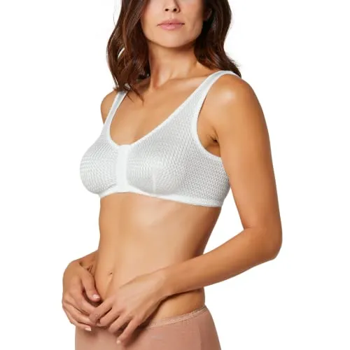 MEDOSAN Soft-BH | Größe 80 | weiß | Relax-BH ohne Bügel | Schlaf-BH | Entlastungs-BH | mit Frontverschluss