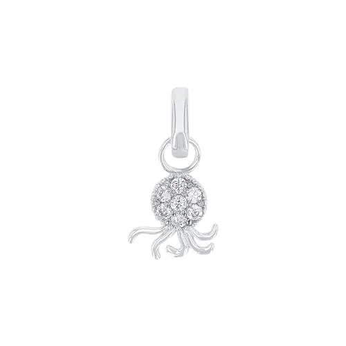Amor Charm 925 Sterling Silber Damen Charms, mit Zirkonia synth., 1,8 cm, Weiß, Krake, Kommt in Schmuck Geschenk Box, 2038467