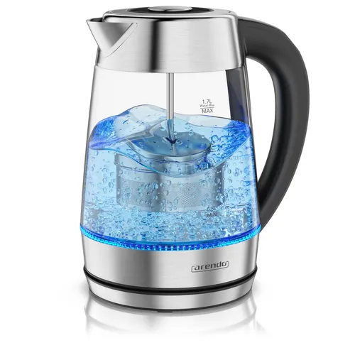 Arendo 2in1 Wasserkocher & Teekocher aus Glas & Edelstahl in weiß von Arendo