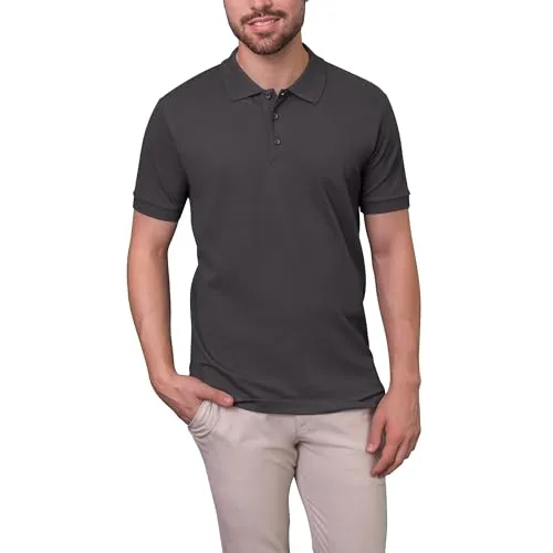 HRM Herren Luxury Stretch Poloshirt M, Grau (Dark Grey 6) - Stylisches Poloshirt für Herren aus 95% Baumwolle & 5% Elasthan, ideal für Büro und Freizeit. Pflegeleicht dank Antipilling-Vorbehandlung und unter fairen Bedingungen produziert.