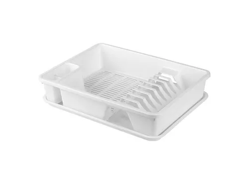 Engelland Geschirrständer Abtropfgestell, Abtropfgitter mit Wanne, für bis zu 9 Teller inkl. Besteck, spülmaschinengeeignet, BPA-frei