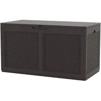 COSTWAY 380 L Gartenbox mit Rollen und Rattanstruktur