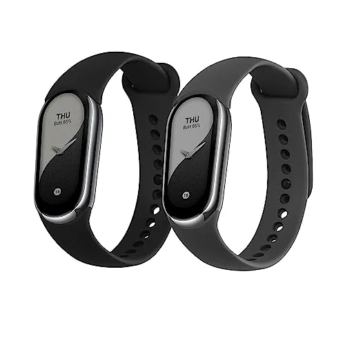 kwmobile 2x Uhrenarmband für Xiaomi Mi Band 10 / Mi Band 9/8 Armband - Fitnesstracker Band Set aus TPU Silikon - Ersatzarmband Smartwatch - Schwarz Grau