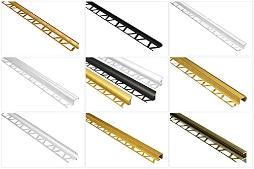 Effector Fliesenschiene aus eloxiertem Aluminium - Fliesenkanten Schutz - (Winkelprofil Gold) Aluprofile rostfrei Kantenschutz Fußboden Leisten Deko
