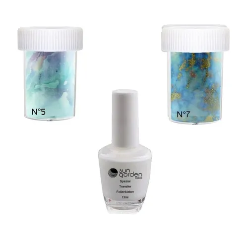 MARBLE SET 3 Transfer Nagelfolie XXL Nagel Folie 05 + 07 inkl. 13 ml Spezial ...