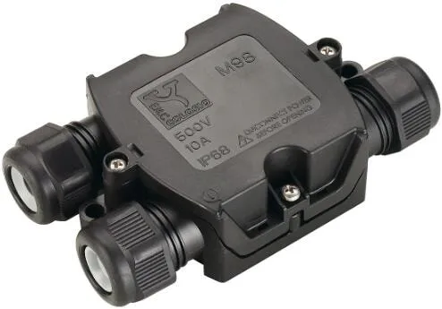 SLV 228726 Verbinderbox Schwarz - Zubehör für Außenleuchten, ideal zur sicheren Verbindung von drei Kabeln (6-11mm Durchmesser) mit IP68 Schutzart für den Außenbereich.