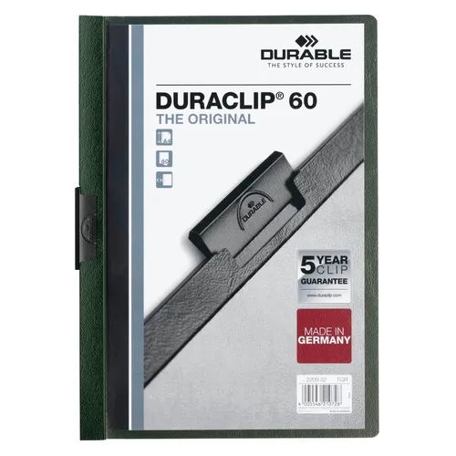 DURABLE Klemmhefter DURACLIP dunkelgrün 25 - Klemmhefter im DIN A4 Format, langlebig und aus Deutschland, ideal für die ordentliche Präsentation von Dokumenten.