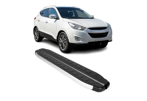 OMAC Seitenschweller für Hyundai ix35 2010-2015 – Alu Schwarz-Silber - Hochwertige Trittbretter aus Aluminium, kompatibel mit Hyundai ix35 2010-2015. Perfekte Passform und stilvolles Design für einen eleganten Look.