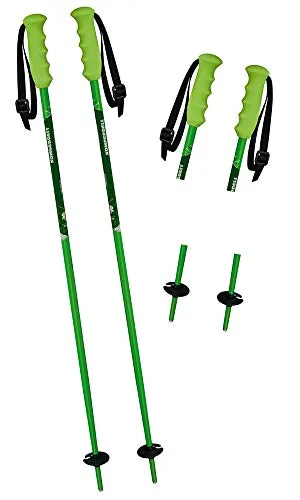 Komperdell x Fausthandschuh, grün, 95 cm - Alpin-Stöcke für Kinder mit Renngriff und Juniorschlaufe, aus robustem Alu 5083, ideal für optimale Kontrolle und Sicherheit beim Skifahren.