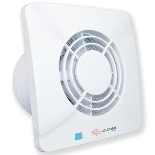 GOLDMAN SERVICE | Leiser Badlüfter, Abluftventilator, leistungsstark, beseitigt Feuchtigkeit + Gerüche, Rückschlagventil und Moskitonetz, Badezimmer, Küche, Garage, Durchmesser: 100 mm