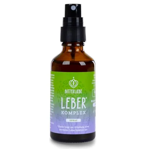 BitterLiebe® Leber* Komplex Spray - Natürliche Unterstützung für die Leberfunktion - Pflanzliche Ergänzungsmittel mit hochdosiertem Cholin, Mariendistel, Artischocke und Löwenzahn zur Förderung einer normalen Leberfunktion.
