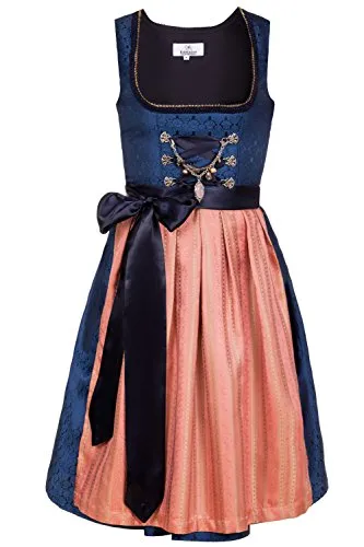 Edelnice Mini Dirndl Josepha - Bayerisches Damen Designer Kleid in Königsblau - Freizeitkleid für Damen, modernes Design mit traditionellen Stoffen, edlen Paspeln und praktischer Tasche im Rock. Inklusive Charivari und Dirndlschürze!
