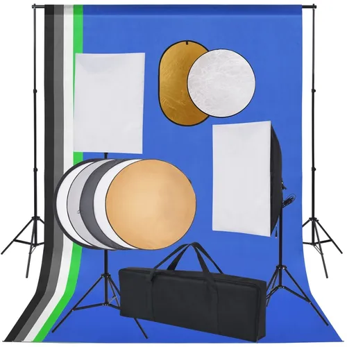 vidaXL Fotostudio-Set mit Softbox-Lampen - Fotostudio Zubehör, umfassendes Set mit verstellbarem Hintergrundsystem und professionellen Softboxen für optimales Licht bei Portrait- und Produktfotografie.