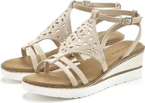 LASCANA Sommerschuh Sandalette mit Keilabsatz - Wanderschuhe. VEGANE Sandalette mit ca. 6,5 cm Keilabsatz und gepolsterter Innensohle für optimalen Tragekomfort. Ideal für feminine Outfits und den Sommer.