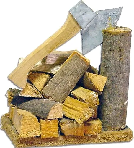 FADEDA Hackstock mit Axt und Holzscheiten/Höhe:7 cm/handbemalt/detailgetreue Krippen Figuren - Weihnachten Tisch Dekoration Krippe Zubehör